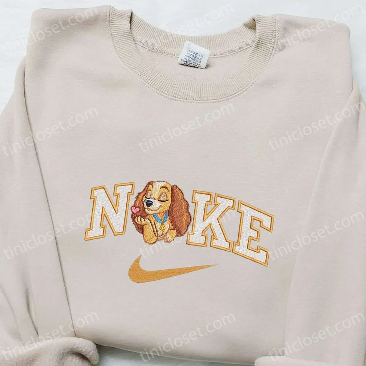 Nike x Lady Embroidered Cartoon Sweatshirt, Disney Characters Embroidered T-shirt, Best Birthday Gift Ideas