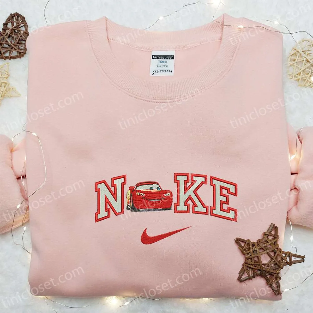 Nike x Lightning Mcqueen Car Embroidered Sweatshirt, Car Pixar Disney Embroidered Shirt, Best Gift Ideas