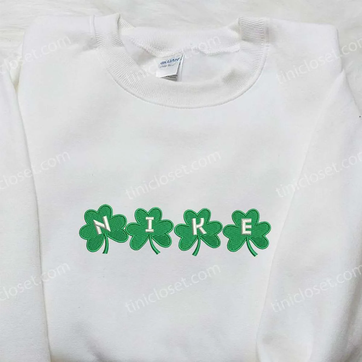 Nike x Lucky Grass Embroidered Shirt, Custom Nike Embroidered Shirt, Best Gifts for Family