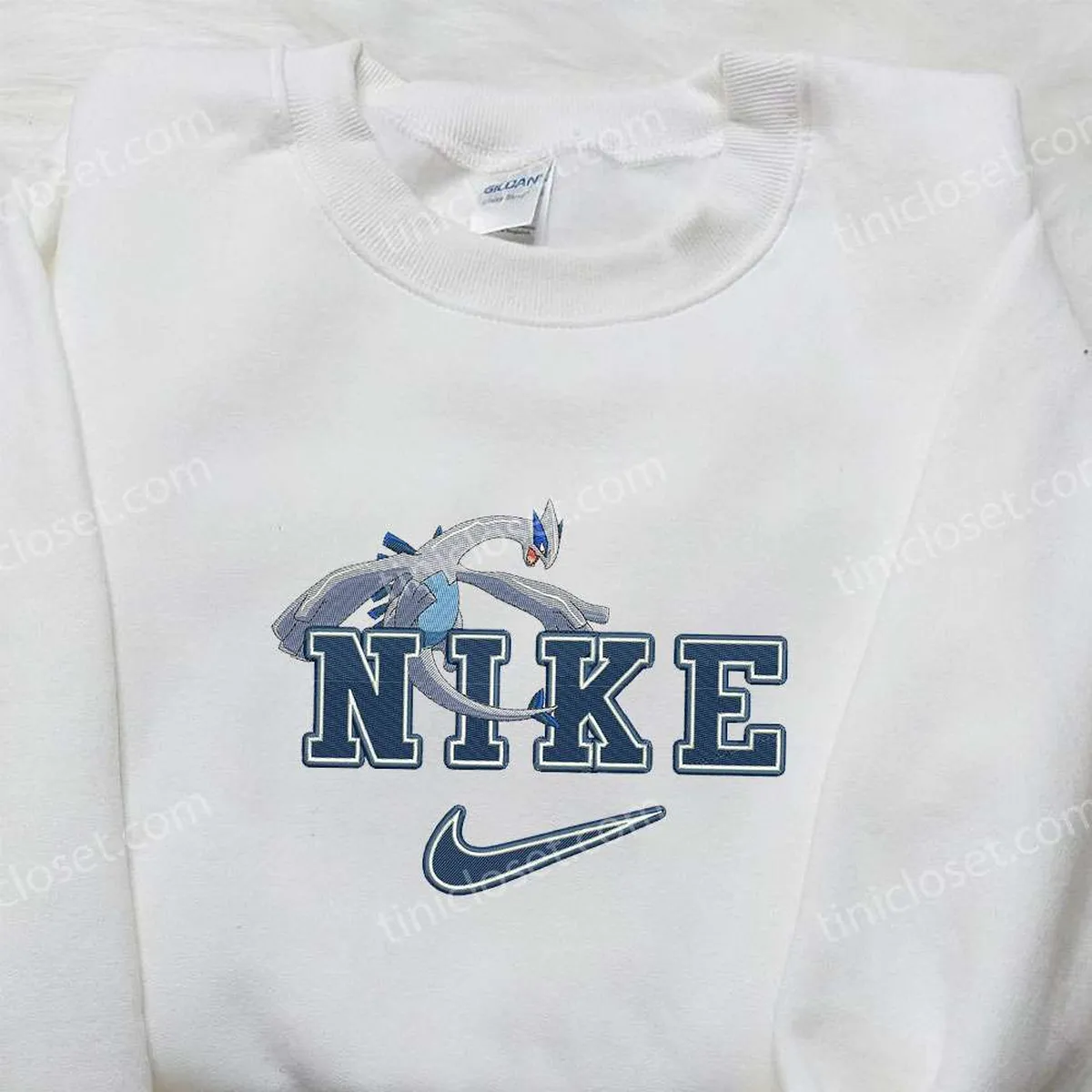 Nike x Lugia Pokemon Embroidered Shirt, Pokemon Embroidered Shirt, Nike Inspired Embroidered Shirt