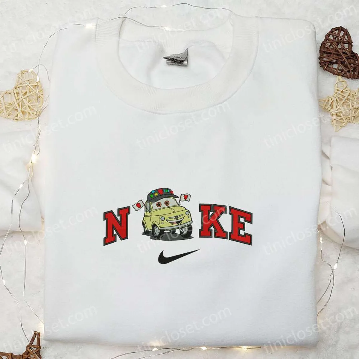 Nike x Luigi Cars Disney Embroidered Shirt, Disney Cartoon Embroidered Hoodie, Nike Inspired Embroidered T-shirt