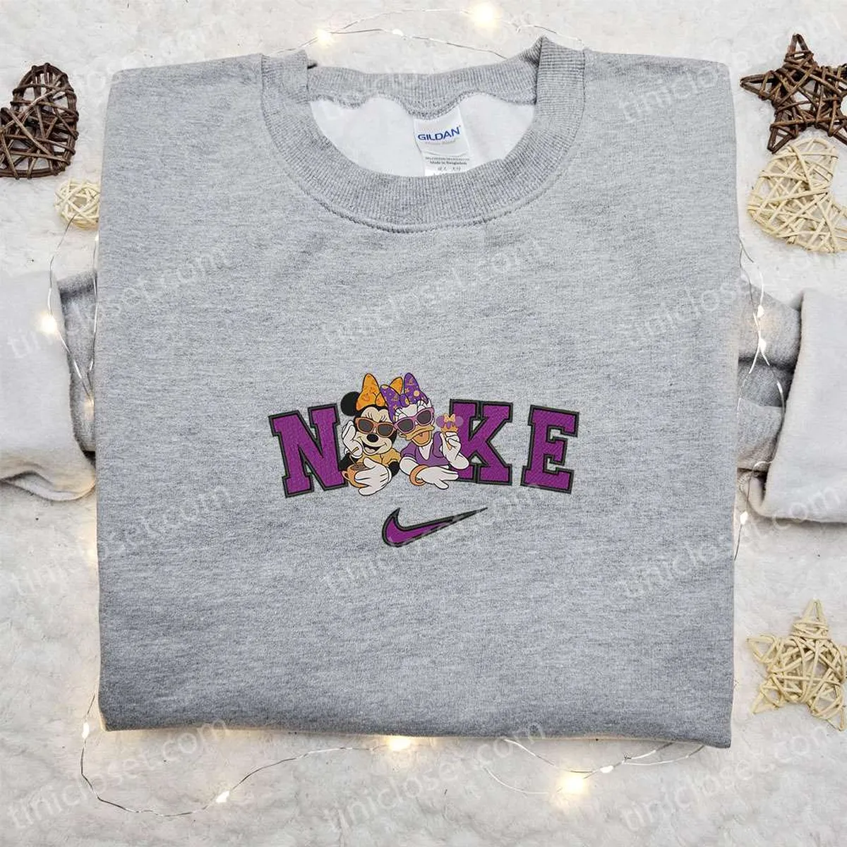 Nike x Mickey and Minnie Laughing Embroidered Sweatshirt, Walt Disney Characters Embroidered Shirt, Best Halloween Gift Ideas