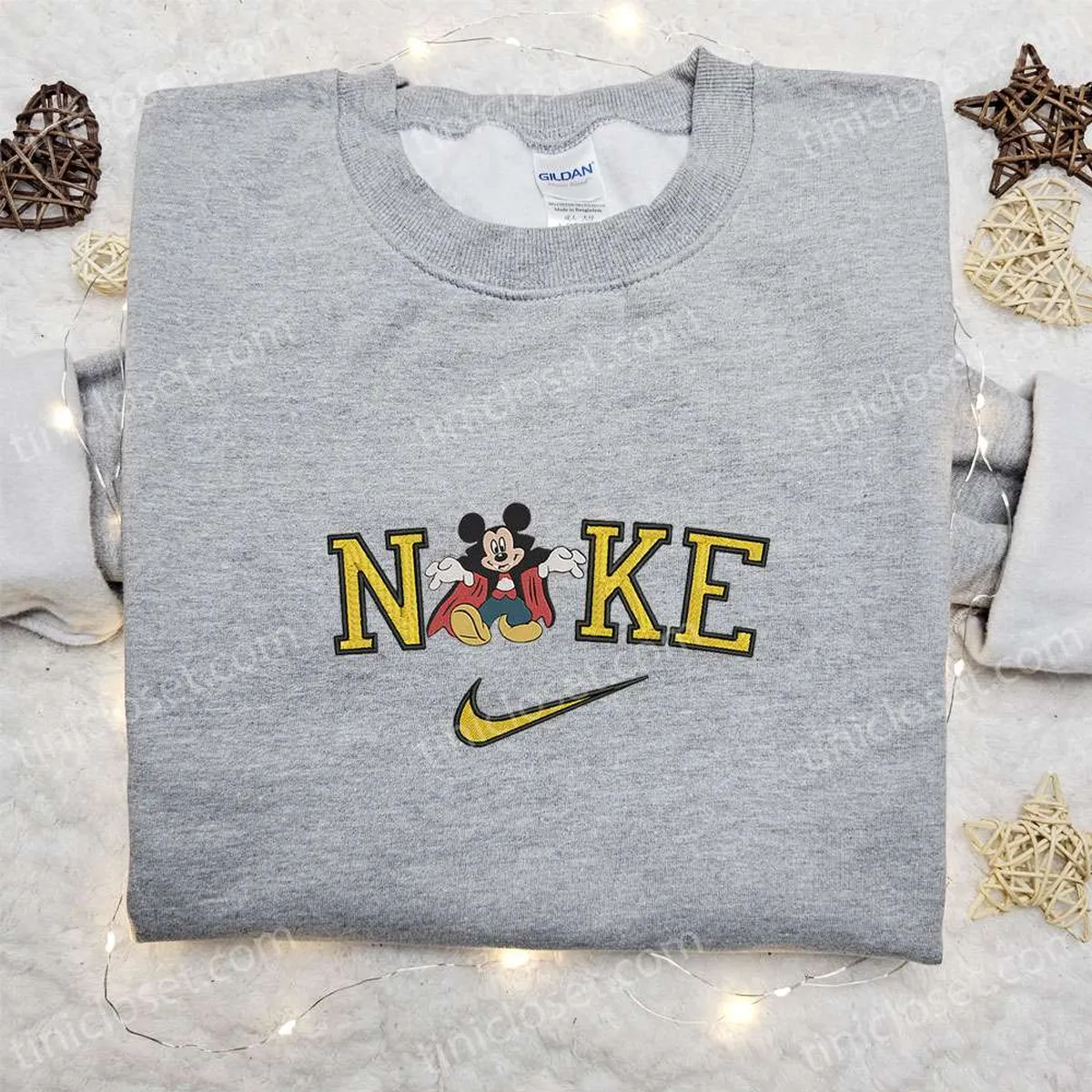 Nike x Mickey Magician Embroidered Shirt, Disney Halloween Embroidered Hoodie, Nike Inspired Embroidered Sweatshirt