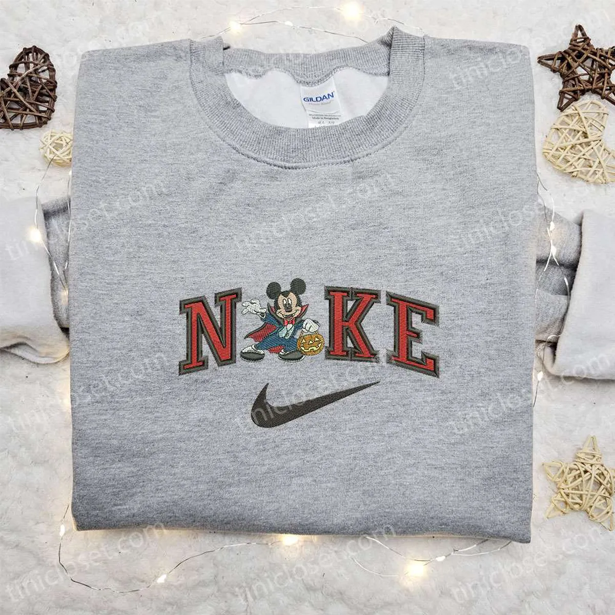 Nike x Mickey Mouse Dracula Embroidered Hoodie, Nike Inspired Embroidered Shirt, Best Halloween Gift Ideas Nike x Mickey Mouse Dracula Embroidered Hoodie, Nike Inspired Embroidered Shirt, Best Halloween Gift Ideas