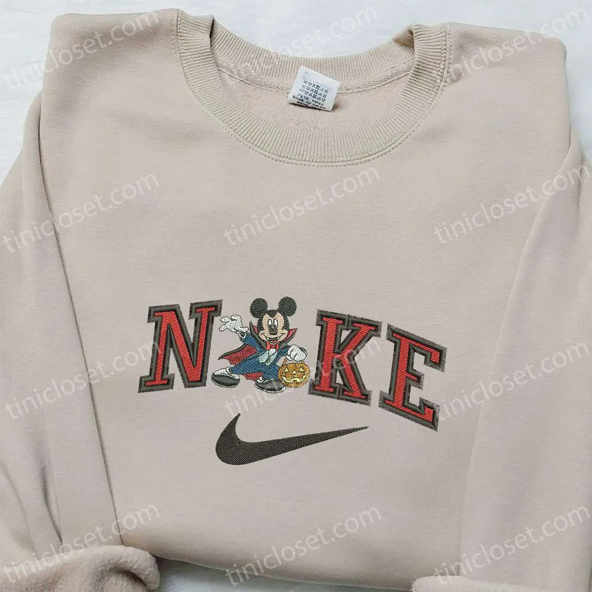 Nike x Mickey Mouse Dracula Embroidered Hoodie, Nike Inspired Embroidered Shirt, Best Halloween Gift Ideas Nike x Mickey Mouse Dracula Embroidered Hoodie, Nike Inspired Embroidered Shirt, Best Halloween Gift Ideas