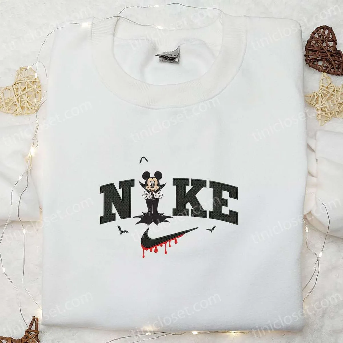 Nike x Mickey Mouse Dracula Embroidered Sweatshirt, Walt Disney Characters Embroidered Shirt, Best Halloween Gift Ideas Nike x Mickey Mouse Dracula Embroidered Sweatshirt, Walt Disney Characters Embroidered Shirt, Best Halloween Gift Ideas