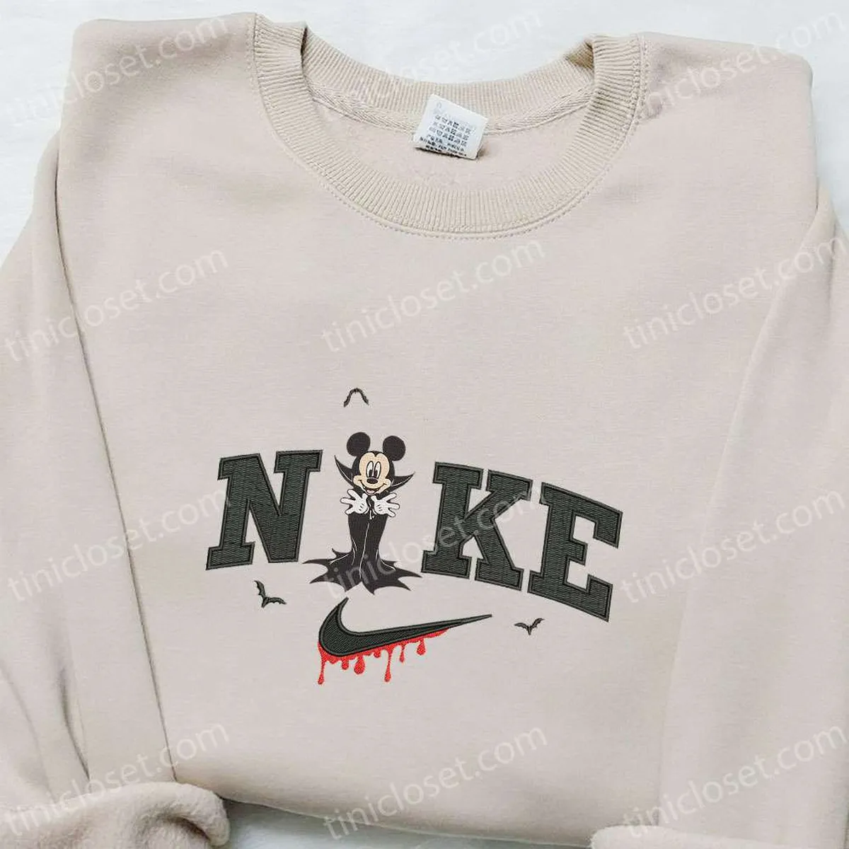 Nike x Mickey Mouse Dracula Embroidered Sweatshirt, Walt Disney Characters Embroidered Shirt, Best Halloween Gift Ideas Nike x Mickey Mouse Dracula Embroidered Sweatshirt, Walt Disney Characters Embroidered Shirt, Best Halloween Gift Ideas