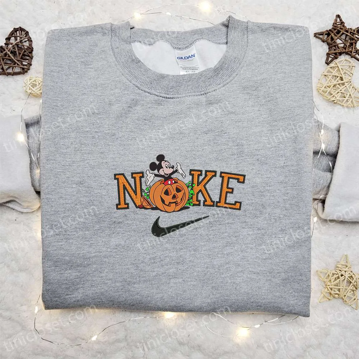 Nike x Mickey Mouse Pumpkin Embroidered Sweatshirt, Halloween Embroidered Shirt, Best Halloween Gift Ideas Nike x Mickey Mouse Pumpkin Embroidered Sweatshirt, Halloween Embroidered Shirt, Best Halloween Gift Ideas