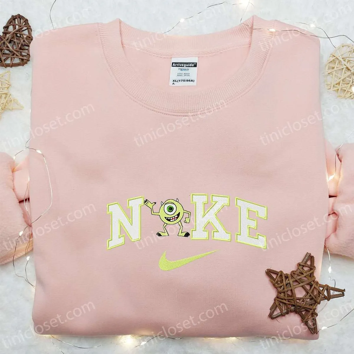 Nike x Mike Wazowski Embroidered Shirt, Disney Monsters Inc. Embroidered Sweatshirt, Best Gifts for Family Nike x Mike Wazowski Embroidered Shirt, Disney Monsters Inc. Embroidered Sweatshirt, Best Gifts for Family