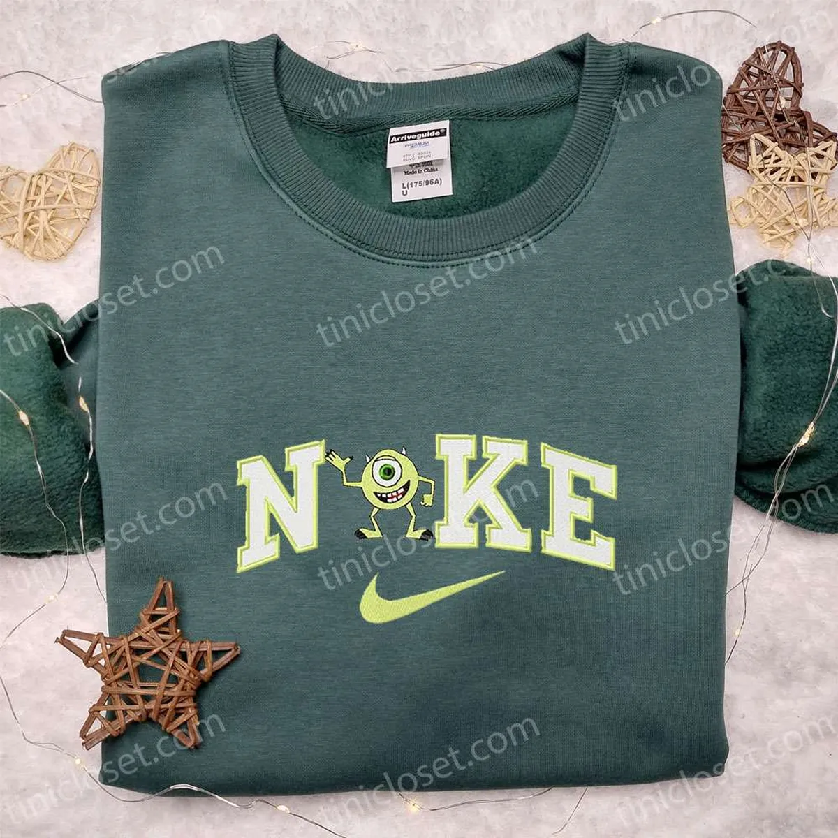 Nike x Mike Wazowski Embroidered Shirt, Disney Monsters Inc. Embroidered Sweatshirt, Best Gifts for Family Nike x Mike Wazowski Embroidered Shirt, Disney Monsters Inc. Embroidered Sweatshirt, Best Gifts for Family