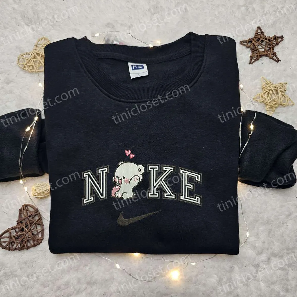 Nike x Milk Bear Love Embroidered Sweatshirt, Milk and Mocha Embroidered Shirt, Best Gift Ideas Nike x Milk Bear Love Embroidered Sweatshirt, Milk and Mocha Embroidered Shirt, Best Gift Ideas