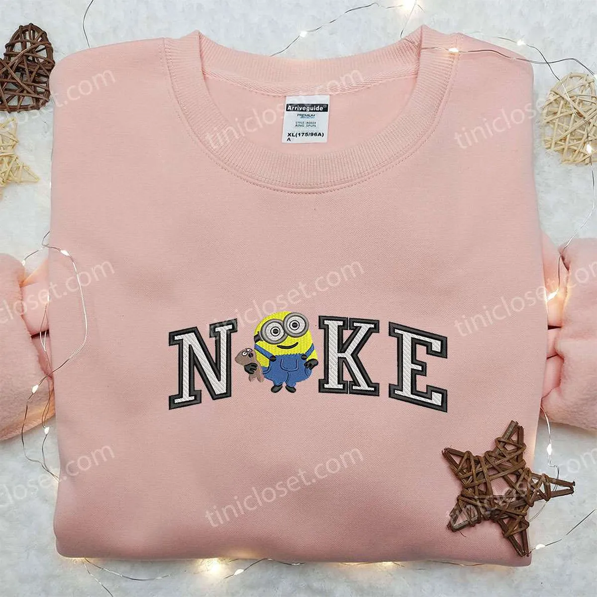 Nike x Minion Bob with Teddy Bear Embroidered Hoodie, Nike Inspired Embroidered Sweatshirt, Cartoon Inspired Embroidered T-shirt