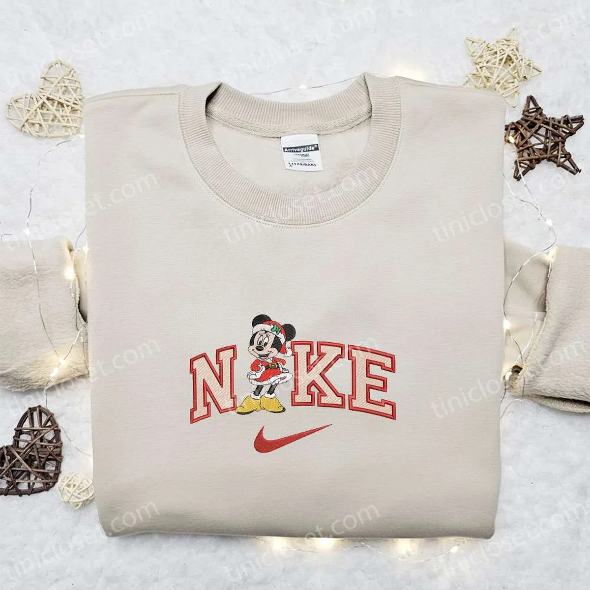 Nike x Minnie Mouse Christmas Embroidered Sweatshirt, Walt Disney Embroidered Shirt, Best Christmas Gift Ideas