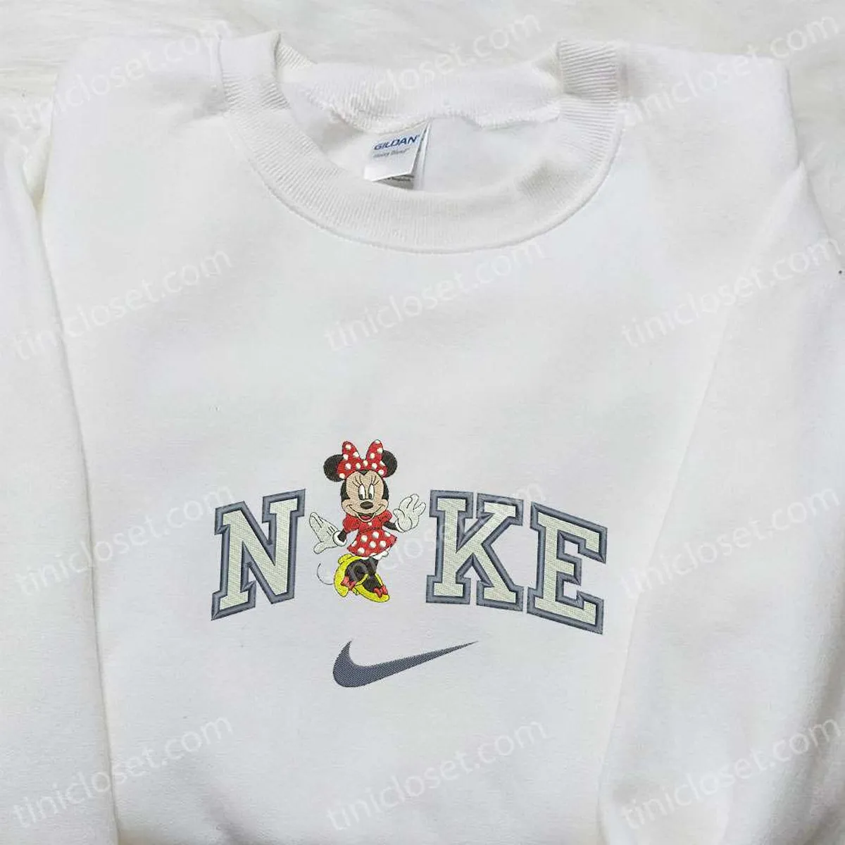 Nike x Minnie Mouse Embroidered Hoodie, Disney Characters Embroidered Sweatshirt, Nike Inspired Embroidered T-shirt