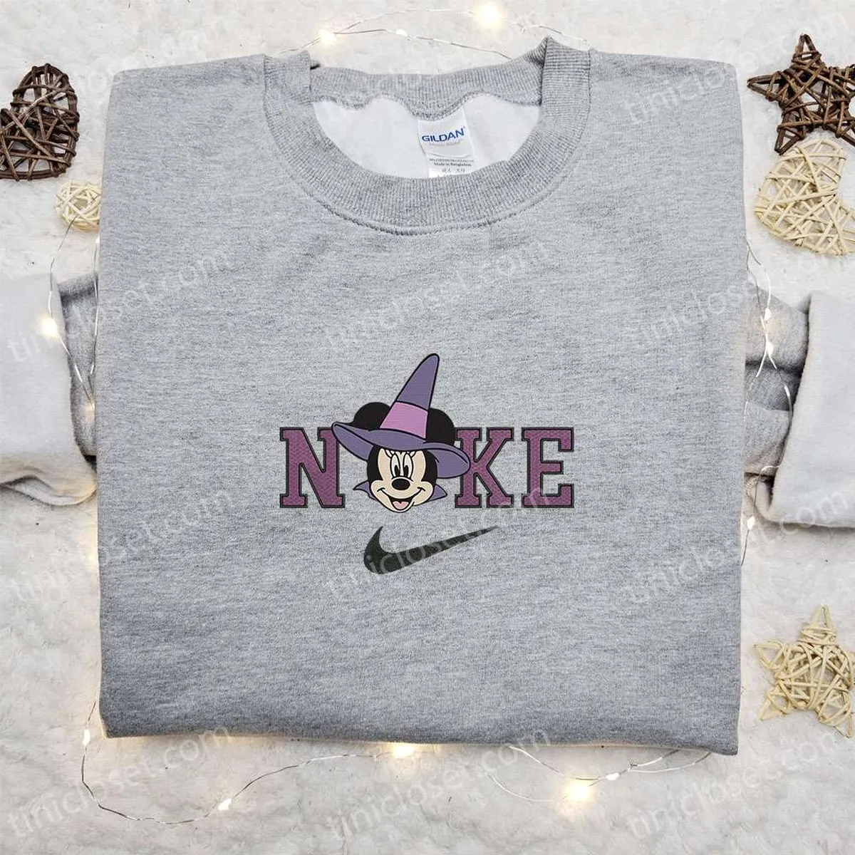 Nike x Minnie Mouse Head Halloween Embroidered Sweatshirt, Walt Disney Characters Embroidered Shirt, Best Halloween Gift Ideas