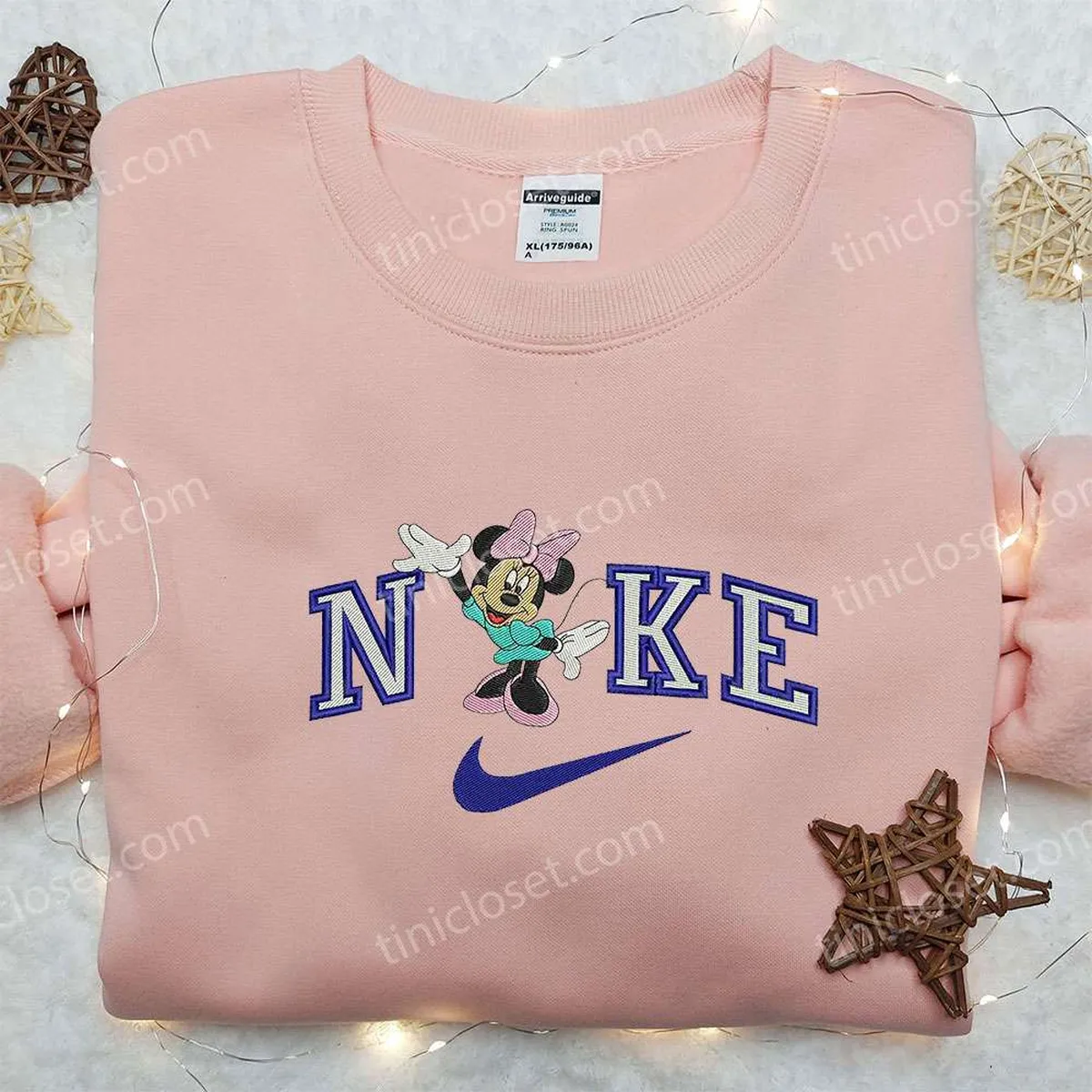 Nike x Minnie Mouse Love Hearts Embroidered Shirt, Walt Disney Embroidered Shirt, Nike Inspired Embroidered Shirt