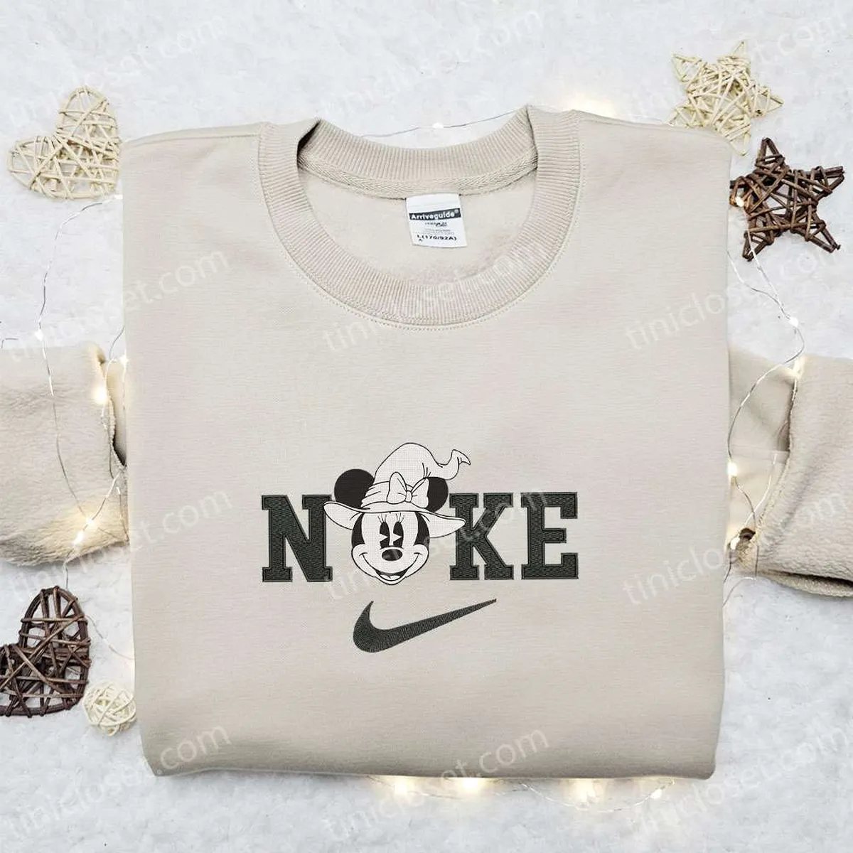 Nike x Minnie Mouse White Head Witch Embroidered Sweatshirt, Walt Disney Characters Embroidered Shirt, Best Halloween Gift Ideas