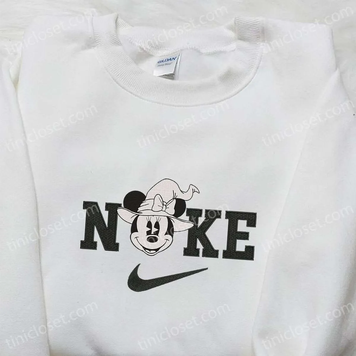 Nike x Minnie Mouse White Head Witch Embroidered Sweatshirt, Walt Disney Characters Embroidered Shirt, Best Halloween Gift Ideas Nike x Minnie Mouse White Head Witch Embroidered Sweatshirt, Walt Disney Characters Embroidered Shirt, Best Halloween Gift Ideas