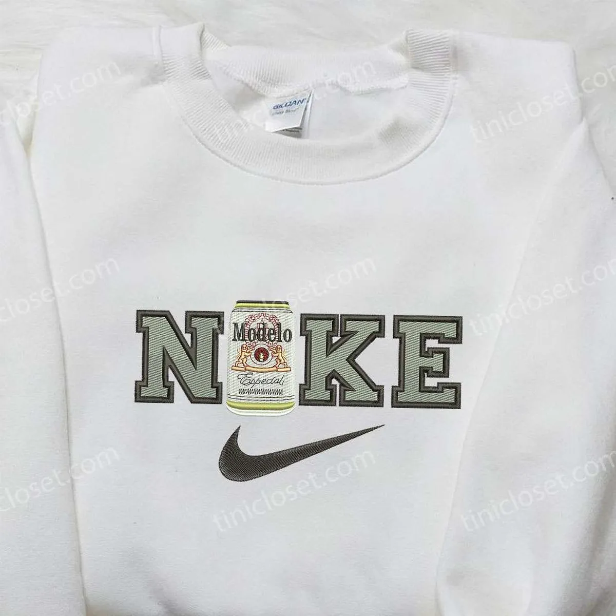 Nike x Modelo Especial Embroidered Shirt, Favorite Drink Embroidered Shirt, Custom Nike Embroidered Shirt