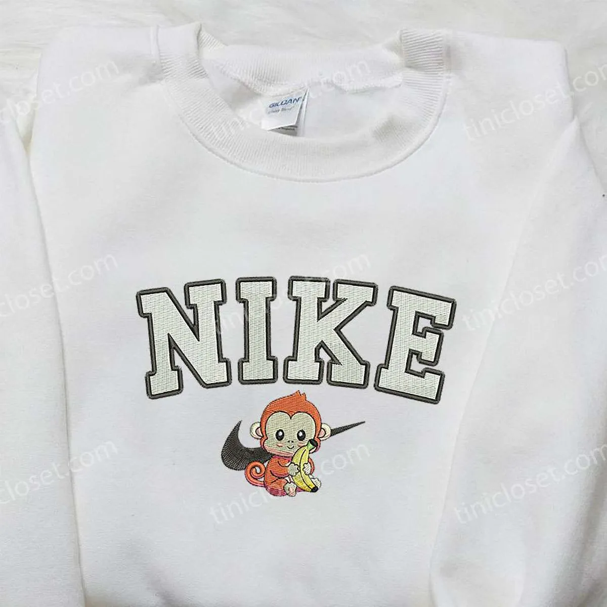 Nike x Monkey Embroidered Shirt, Animal Embroidered Shirt, Nike Inspired Embroidered Shirt