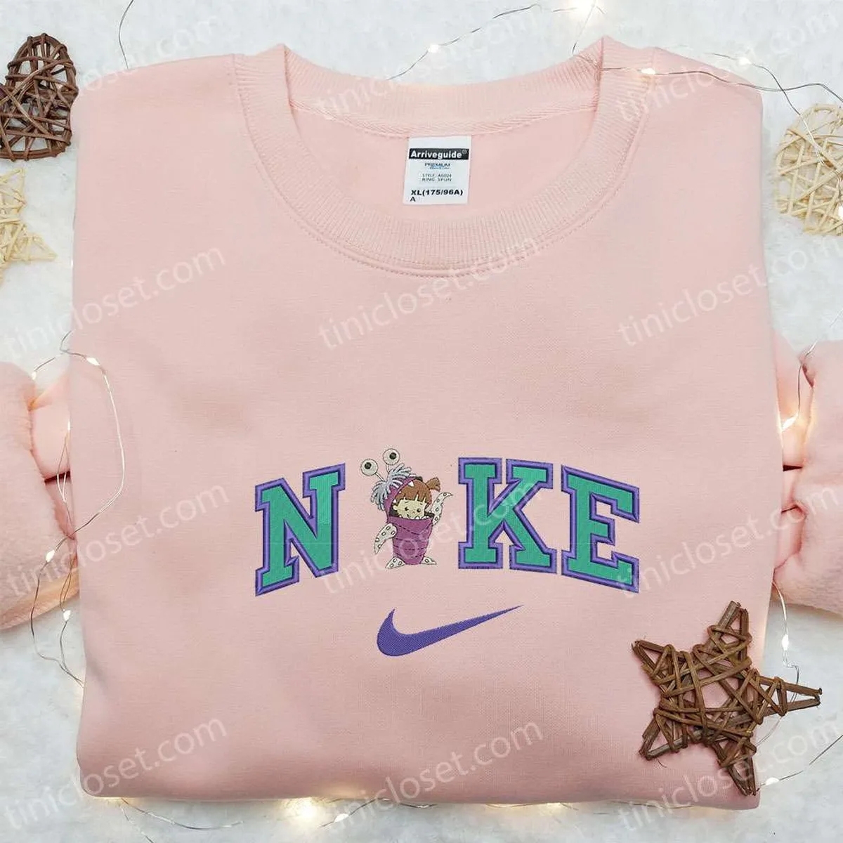 Nike x Monsters Inc Boo Embroidered Sweatshirt, Nike Inspired Embroidered Hoodie, Cute Embroidered Shirt