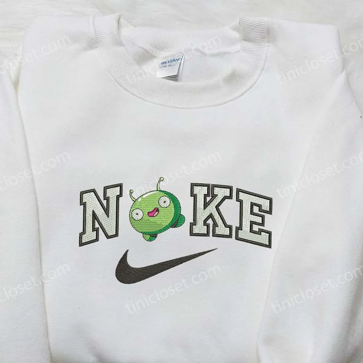 Nike x Mooncake Final Space Embroidered Shirt, Nike Inspired Embroidered Shirt, Cute Embroidered Shirt