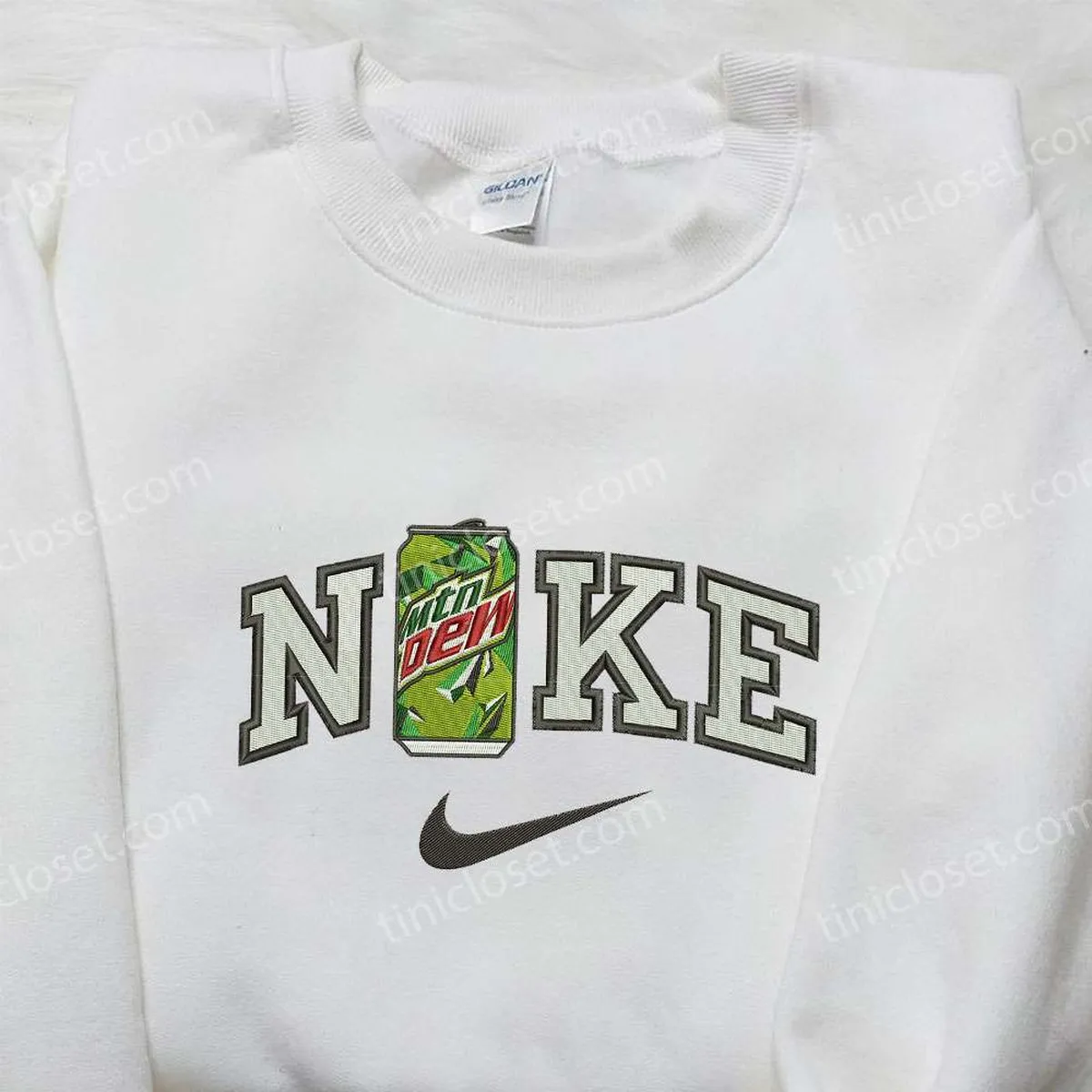 Nike x Mountain Dew Bottle Embroidered Shirt, Favor Drinking Embroidered Shirt, Nike Inspired Embroidered Shirt