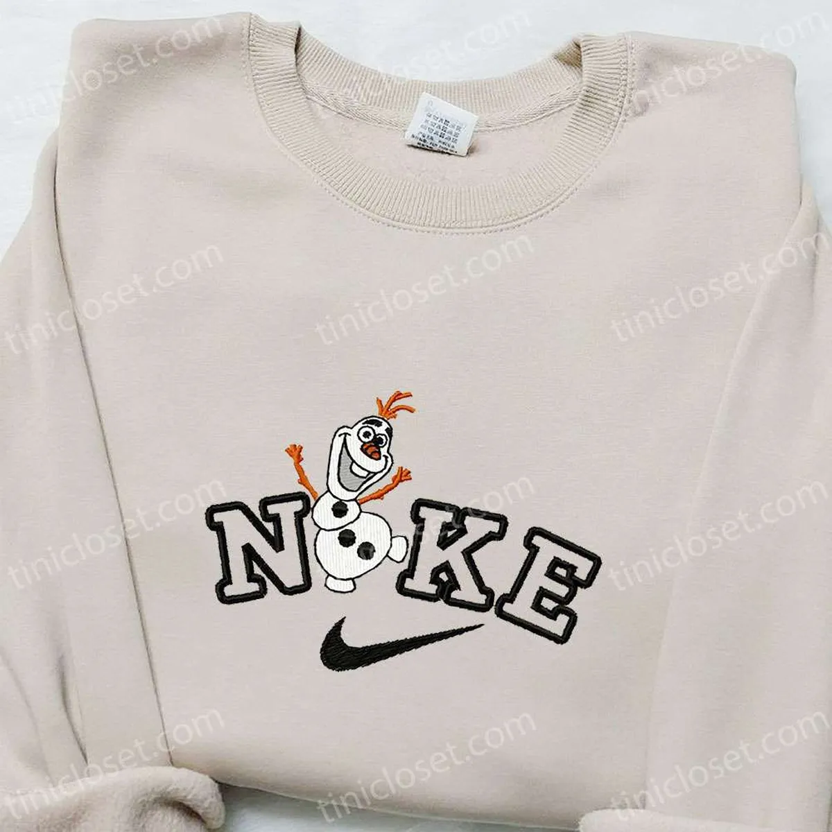 Nike x Olaf Cartoon Embroidered Hoodie, Christmas Embroidered Shirt, Nike Inspired Embroidered T-shirt Nike x Olaf Cartoon Embroidered Hoodie, Christmas Embroidered Shirt, Nike Inspired Embroidered T-shirt