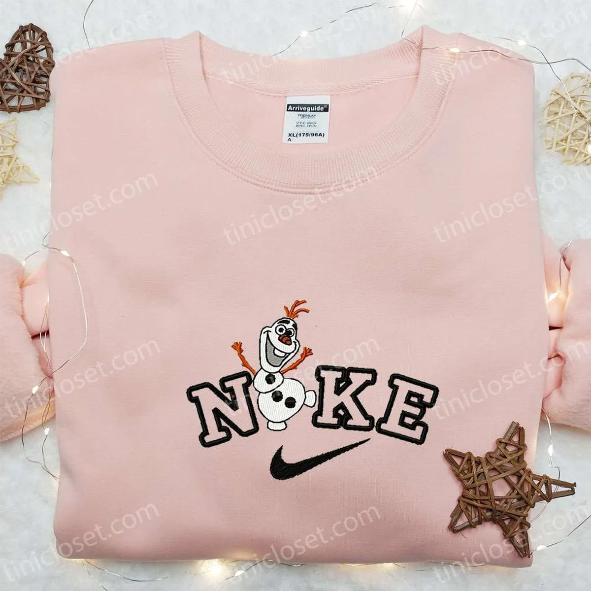 Nike x Olaf Cartoon Embroidered Hoodie, Christmas Embroidered Shirt, Nike Inspired Embroidered T-shirt Nike x Olaf Cartoon Embroidered Hoodie, Christmas Embroidered Shirt, Nike Inspired Embroidered T-shirt