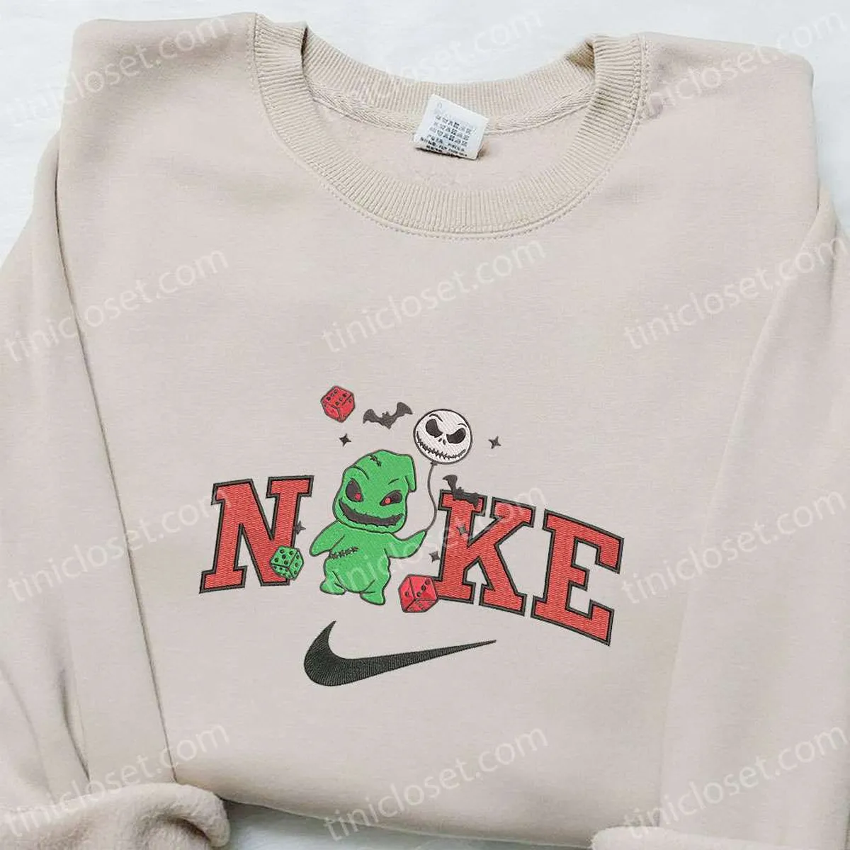 Nike x Oogie Boogie Jack Balloon Embroidered Sweatshirt, Horror Movie Halloween Embroidered Shirt, Best Halloween Gift Ideas