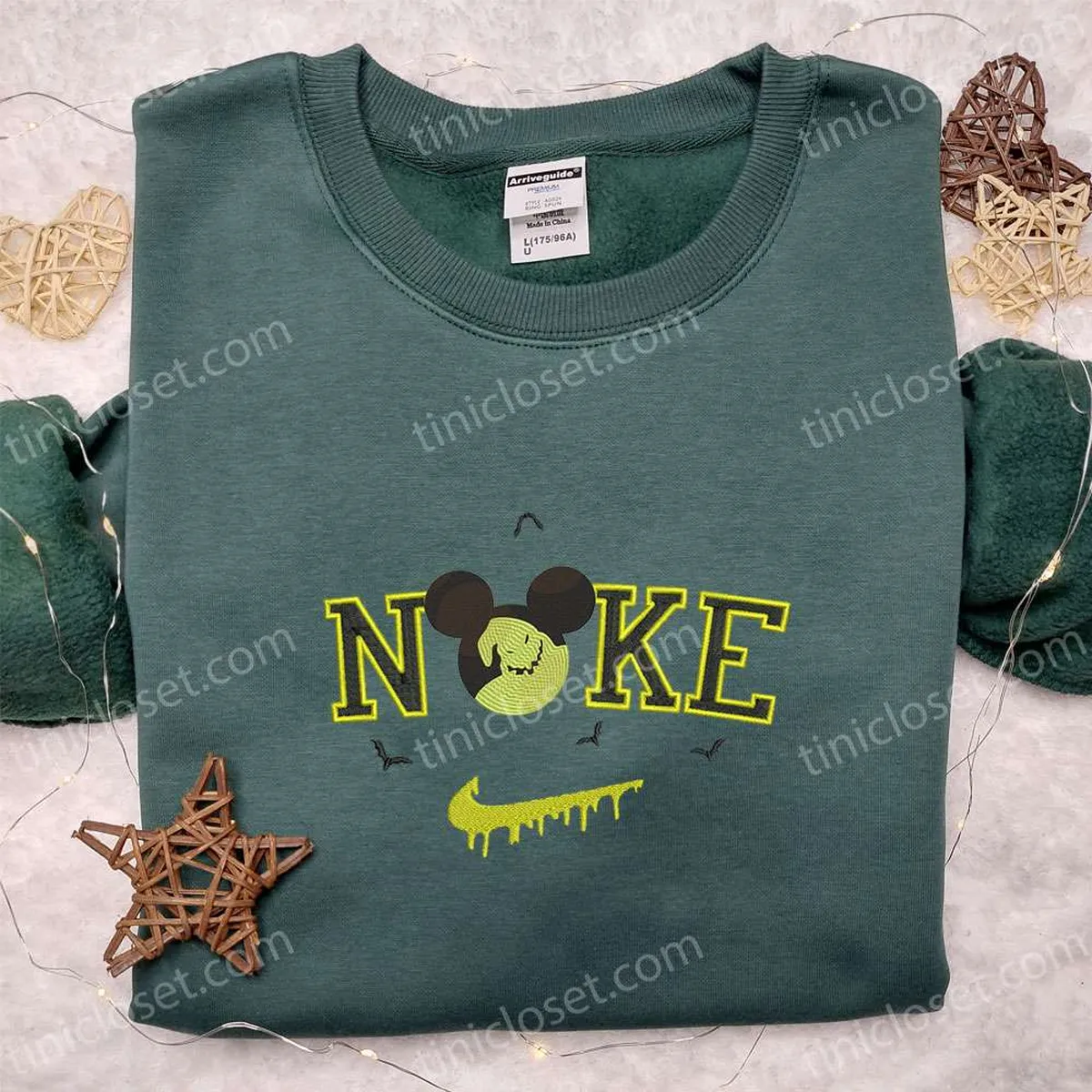 Nike x Oogie Boogie Mickey Head Embroidered Shirt, Disney Halloween Embroidered T-shirt, Nike Inspired Embroidered Sweatshirt