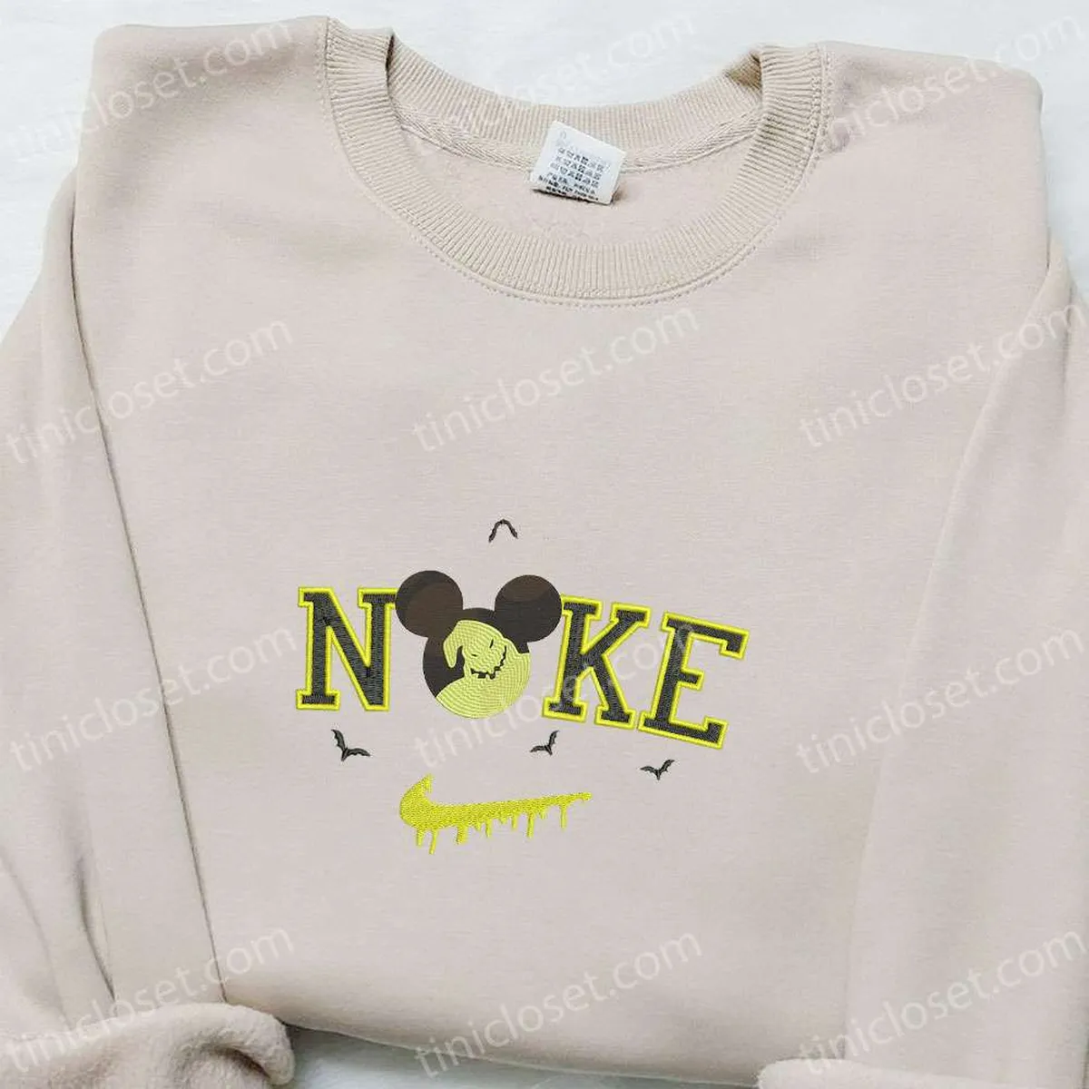 Nike x Oogie Boogie Mickey Head Embroidered Shirt, Disney Halloween Embroidered T-shirt, Nike Inspired Embroidered Sweatshirt Nike x Oogie Boogie Mickey Head Embroidered Shirt, Disney Halloween Embroidered T-shirt, Nike Inspired Embroidered Sweatshirt