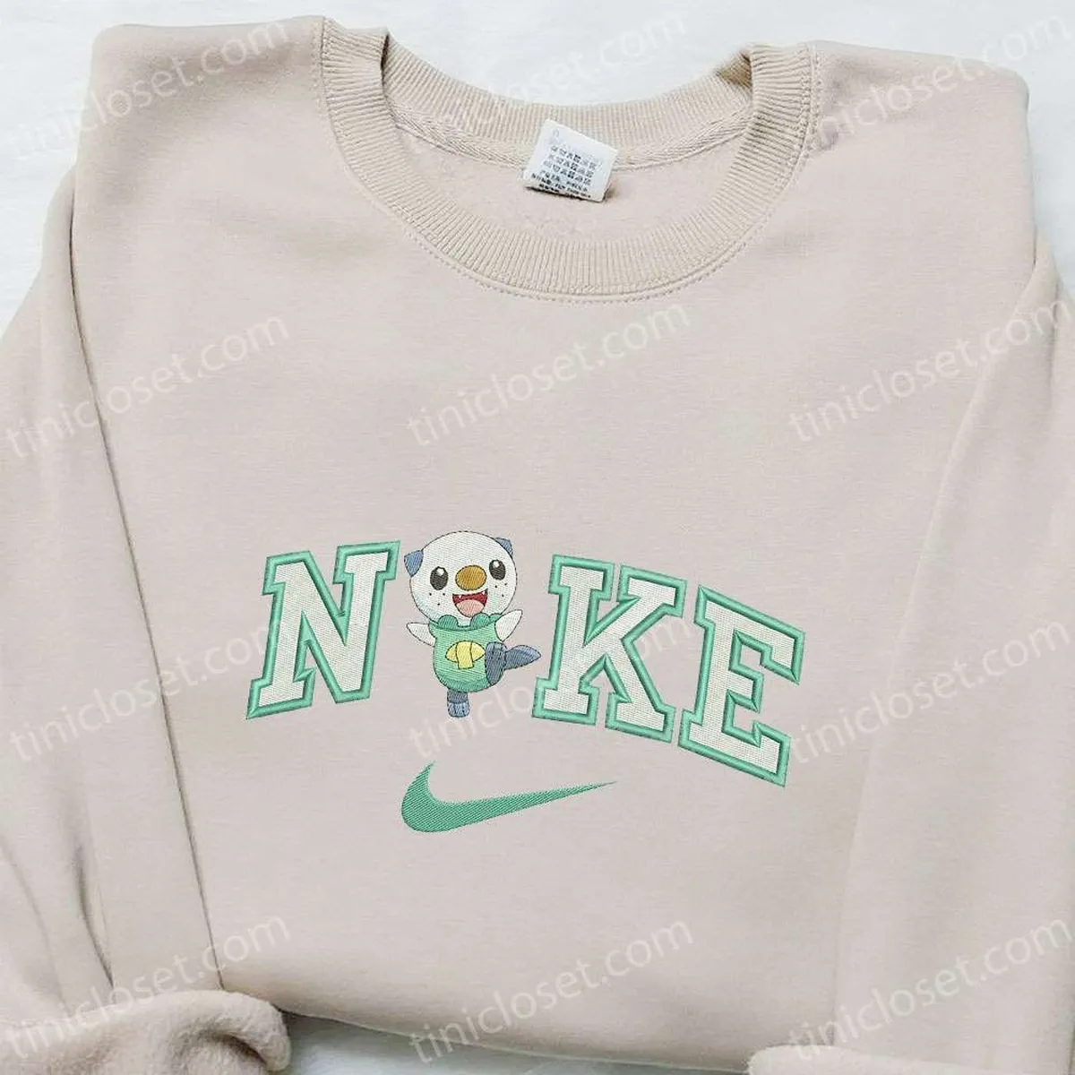 Nike x Oshawott Embroidered Hoodie, Pokemon Embroidered Shirt, Nike Inspired Embroidered T-shirt