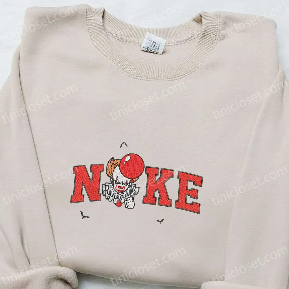 Nike x Pennywise Balloon Embroidered Shirt, IT-Halloween Horror Film Embroidered Shirt, Best Gifts for Family Nike x Pennywise Balloon Embroidered Shirt, IT-Halloween Horror Film Embroidered Shirt, Best Gifts for Family