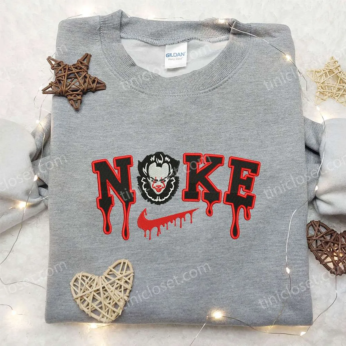 Nike x Pennywise Embroidered Sweatshirt, It Movie Embroidered Sweatshirt, Best Halloween Gift Ideas