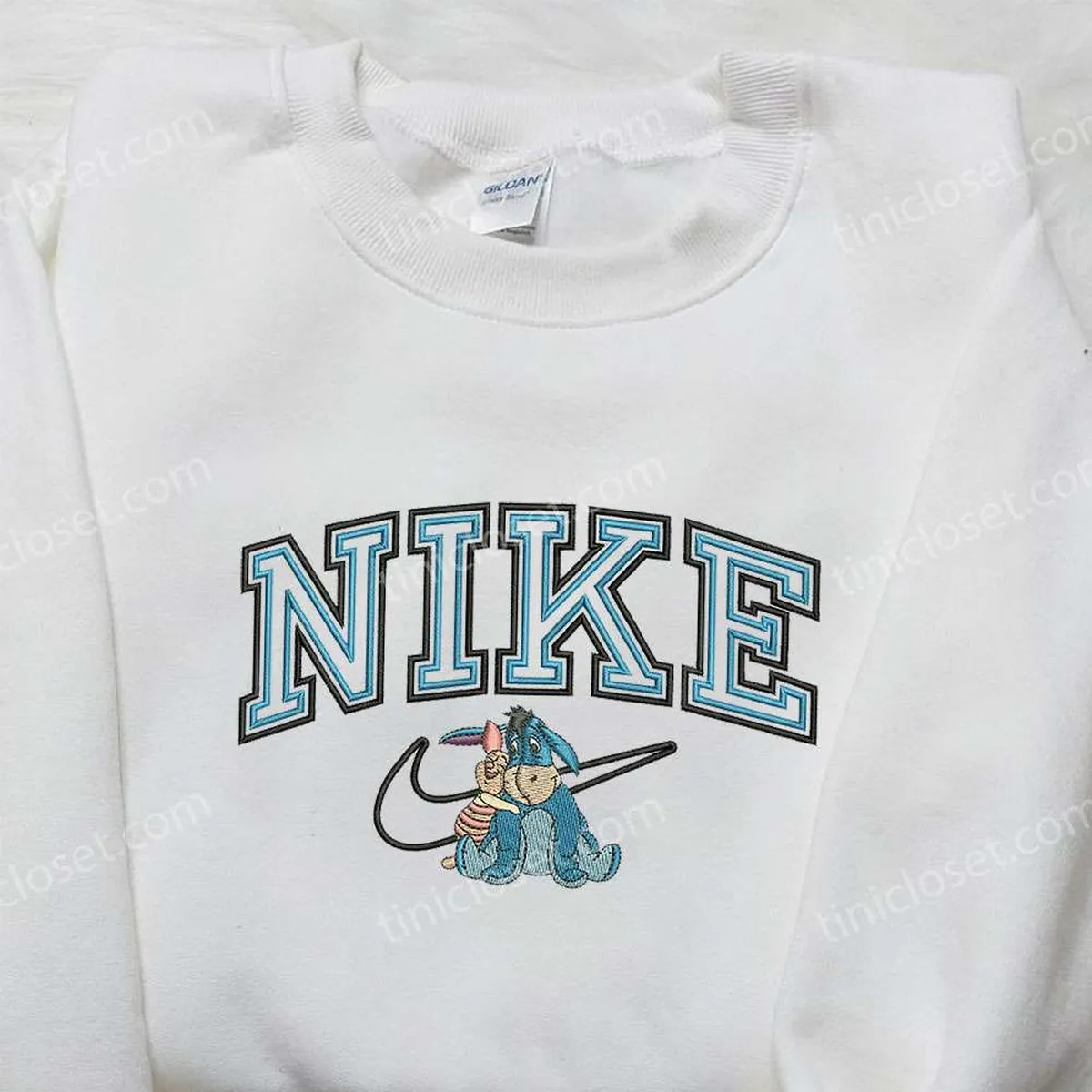 Nike x Piglet and Eeyore Embroidered Shirt, Winnie the Pooh Embroidered Shirt, Disney Embroidered Shirt