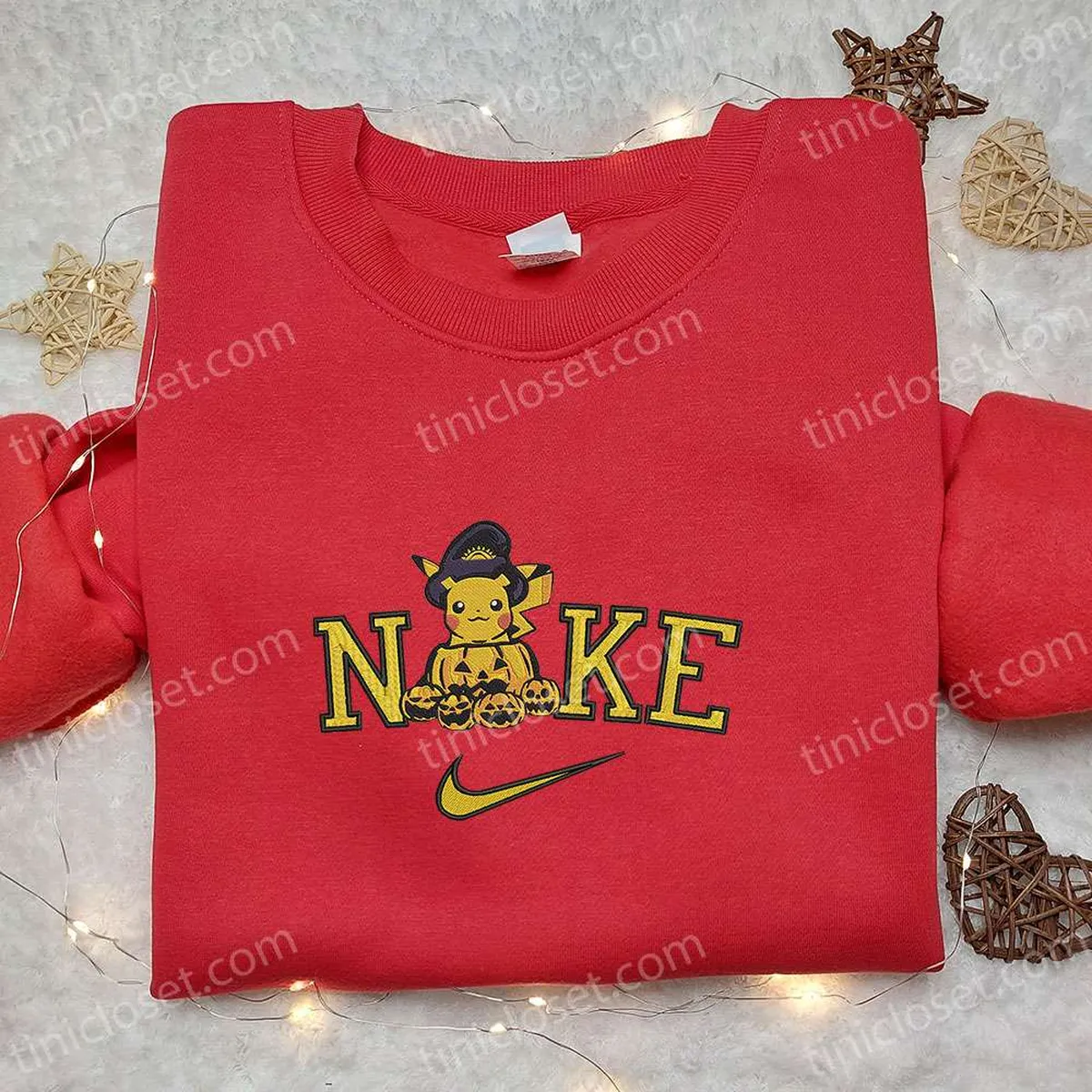 Nike x Pikachu Halloween Pumpkin Embroidered Shirt, Cute Halloween Embroidered Shirt, Pokemon Embroidered Shirt Nike x Pikachu Halloween Pumpkin Embroidered Shirt, Cute Halloween Embroidered Shirt, Pokemon Embroidered Shirt
