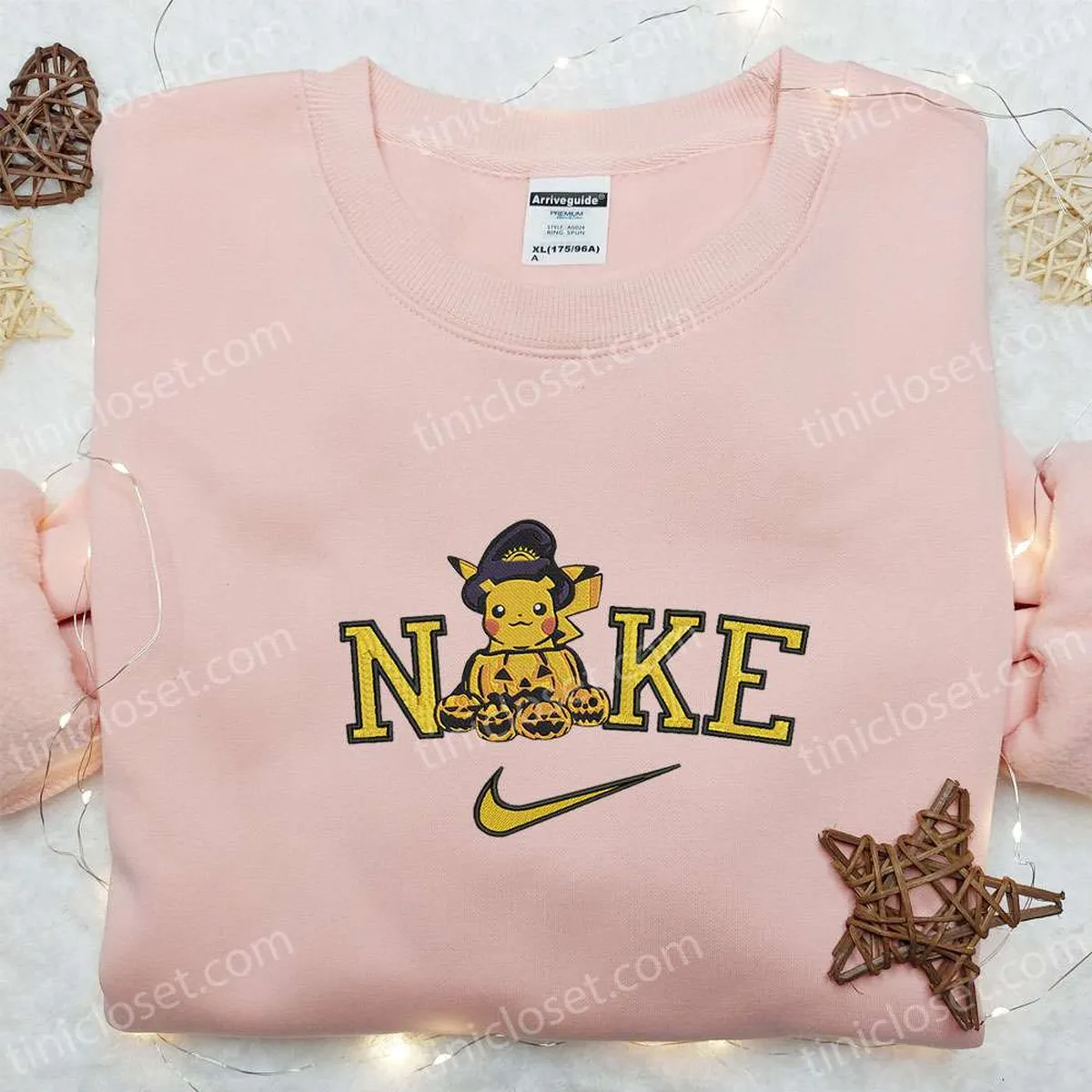 Nike x Pikachu Halloween Pumpkin Embroidered Shirt, Cute Halloween Embroidered Shirt, Pokemon Embroidered Shirt Nike x Pikachu Halloween Pumpkin Embroidered Shirt, Cute Halloween Embroidered Shirt, Pokemon Embroidered Shirt