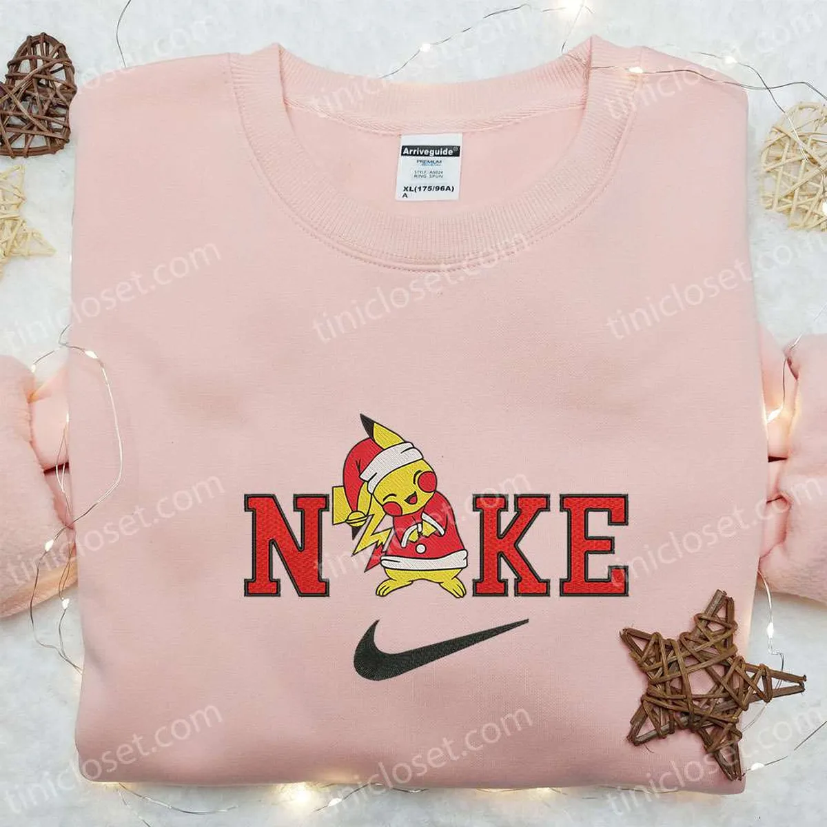 Nike x Pikachu Santa Claus Embroidered Shirt, Nike Anime Embroidered Sweatshirt, Pokemon Embroidered Hoodie Nike x Pikachu Santa Claus Embroidered Shirt, Nike Anime Embroidered Sweatshirt, Pokemon Embroidered Hoodie