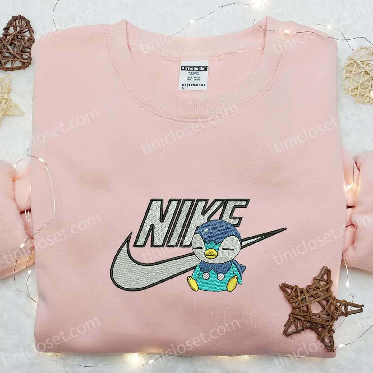 Nike x Piplup Anime Embroidered Shirt, Pokemon Embroidered Shirt, Nike Inspired Embroidered T-shirt Nike x Piplup Anime Embroidered Shirt, Pokemon Embroidered Shirt, Nike Inspired Embroidered T-shirt
