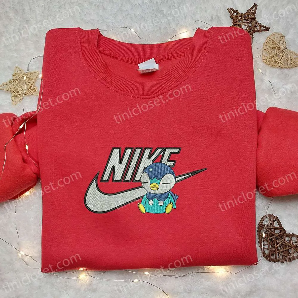 Nike x Piplup Anime Embroidered Shirt, Pokemon Embroidered Shirt, Nike Inspired Embroidered T-shirt Nike x Piplup Anime Embroidered Shirt, Pokemon Embroidered Shirt, Nike Inspired Embroidered T-shirt