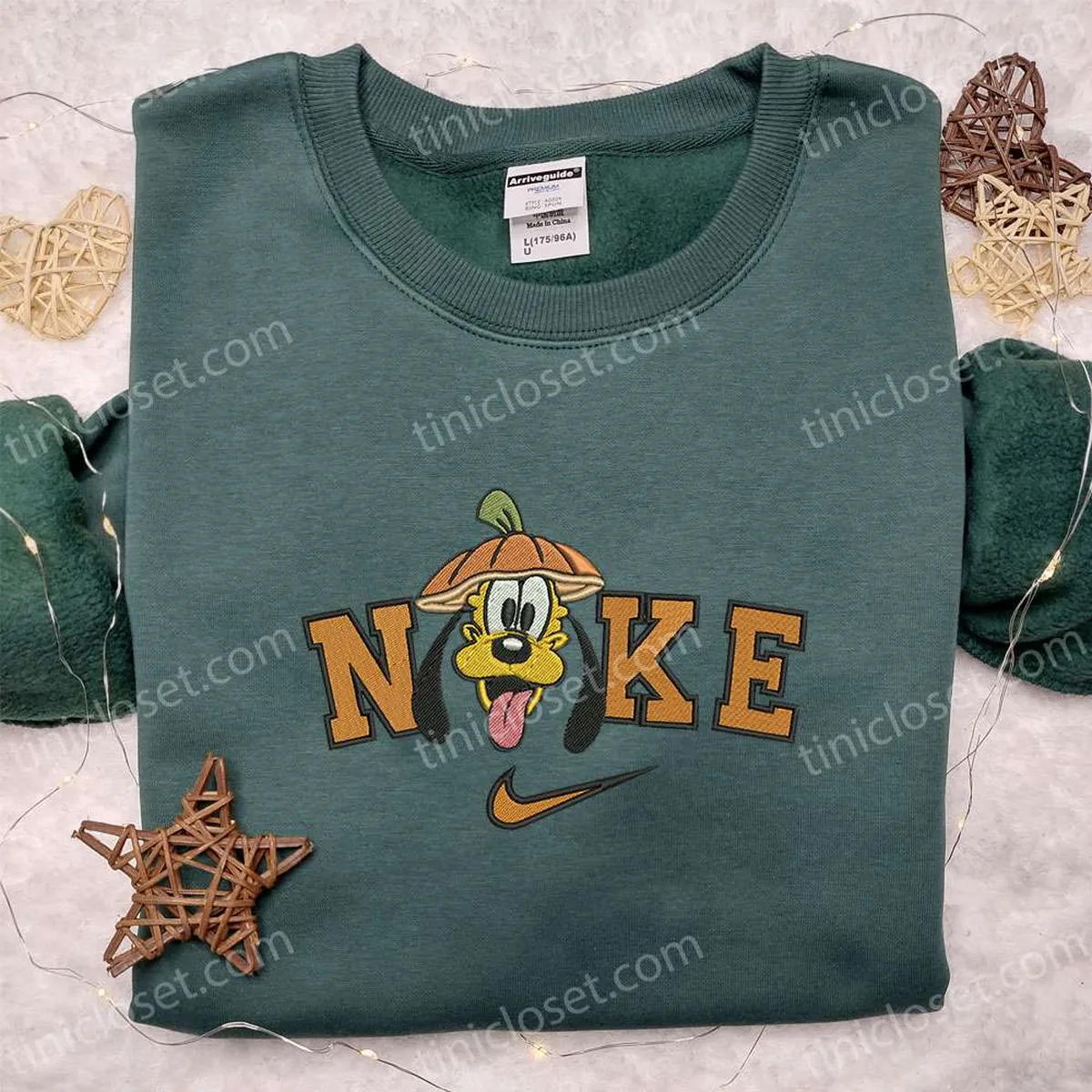 Nike x Pluto Halloween Pumpkin Embroidered Hoodie, Amazing Halloween Embroidered T-shirt, Nike Inspired Embroidered Sweatshirt