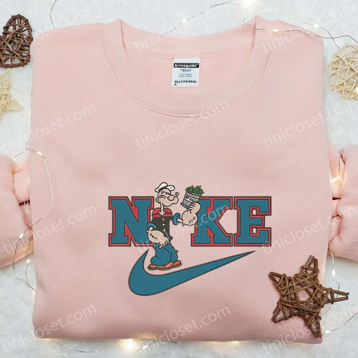 Nike x Popeye Embroidered Sweatshirt, Popeye Cartoon Embroidered Shirt, Best Gift Ideas