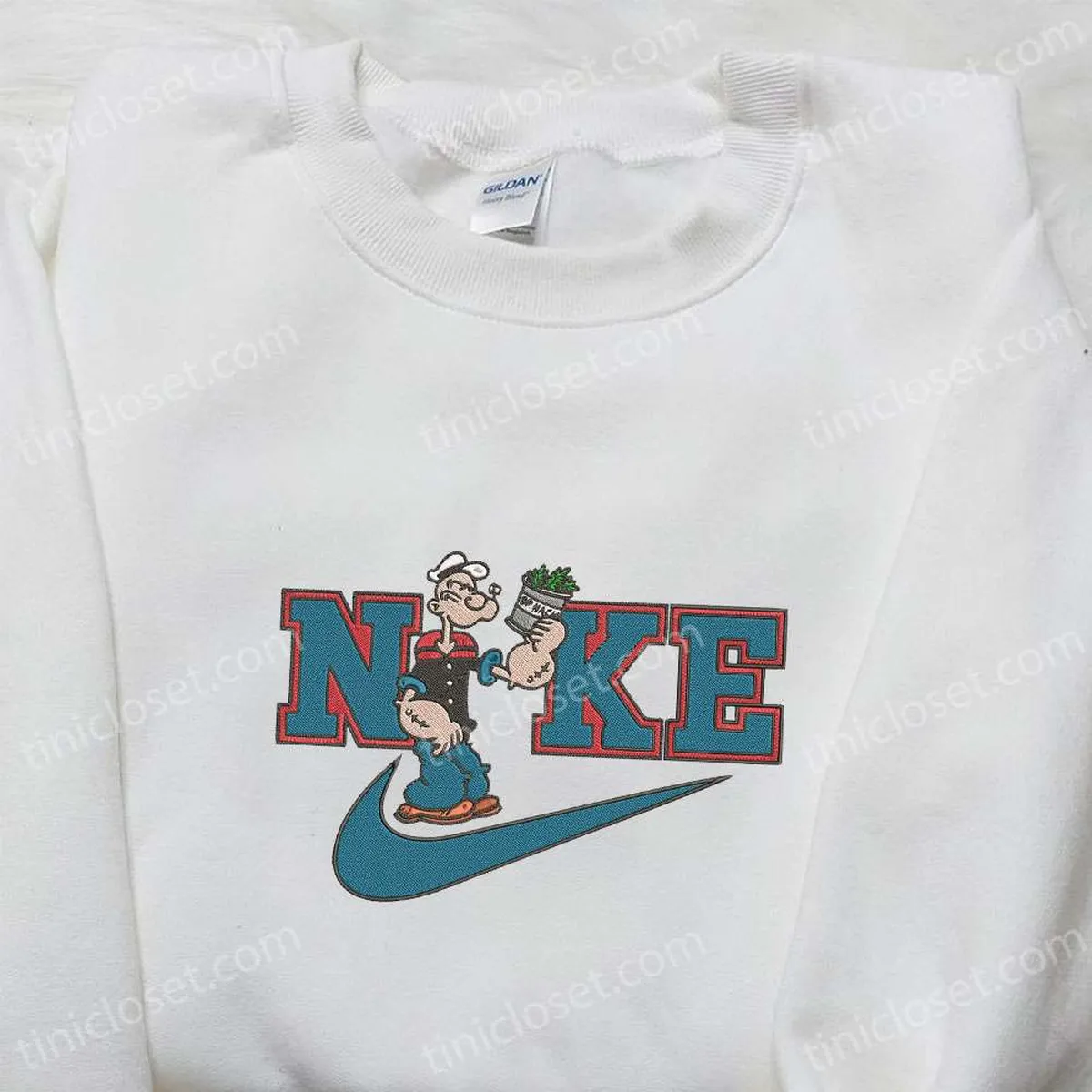 Nike x Popeye Embroidered Sweatshirt, Popeye Cartoon Embroidered Shirt, Best Gift Ideas Nike x Popeye Embroidered Sweatshirt, Popeye Cartoon Embroidered Shirt, Best Gift Ideas
