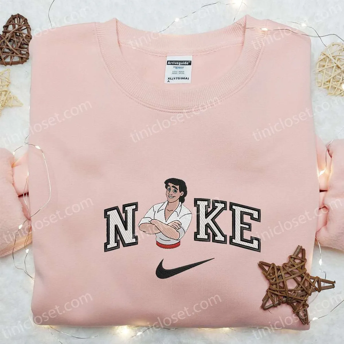 Nike x Prince Eric Embroidered Sweatshirt, The Little Mermaid Disney Plus Embroidered Shirt, Best Gift Ideas For All Occasions Nike x Prince Eric Embroidered Sweatshirt, The Little Mermaid Disney Plus Embroidered Shirt, Best Gift Ideas For All Occasions