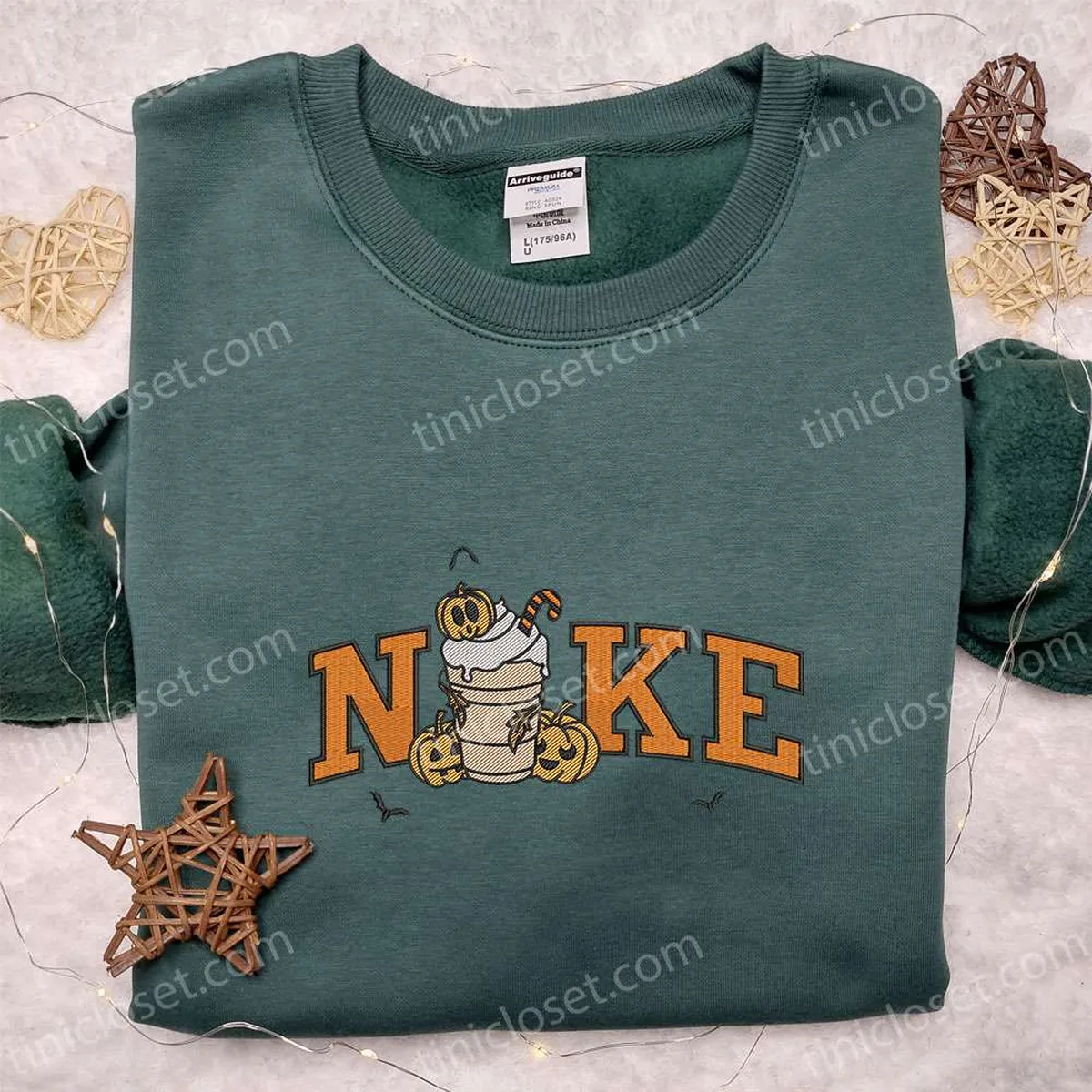 Nike x Pumpkin Halloween Latte Embroidered Shirt, Cute Halloween Embroidered Shirt, Nike Inspired Embroidered Shirt