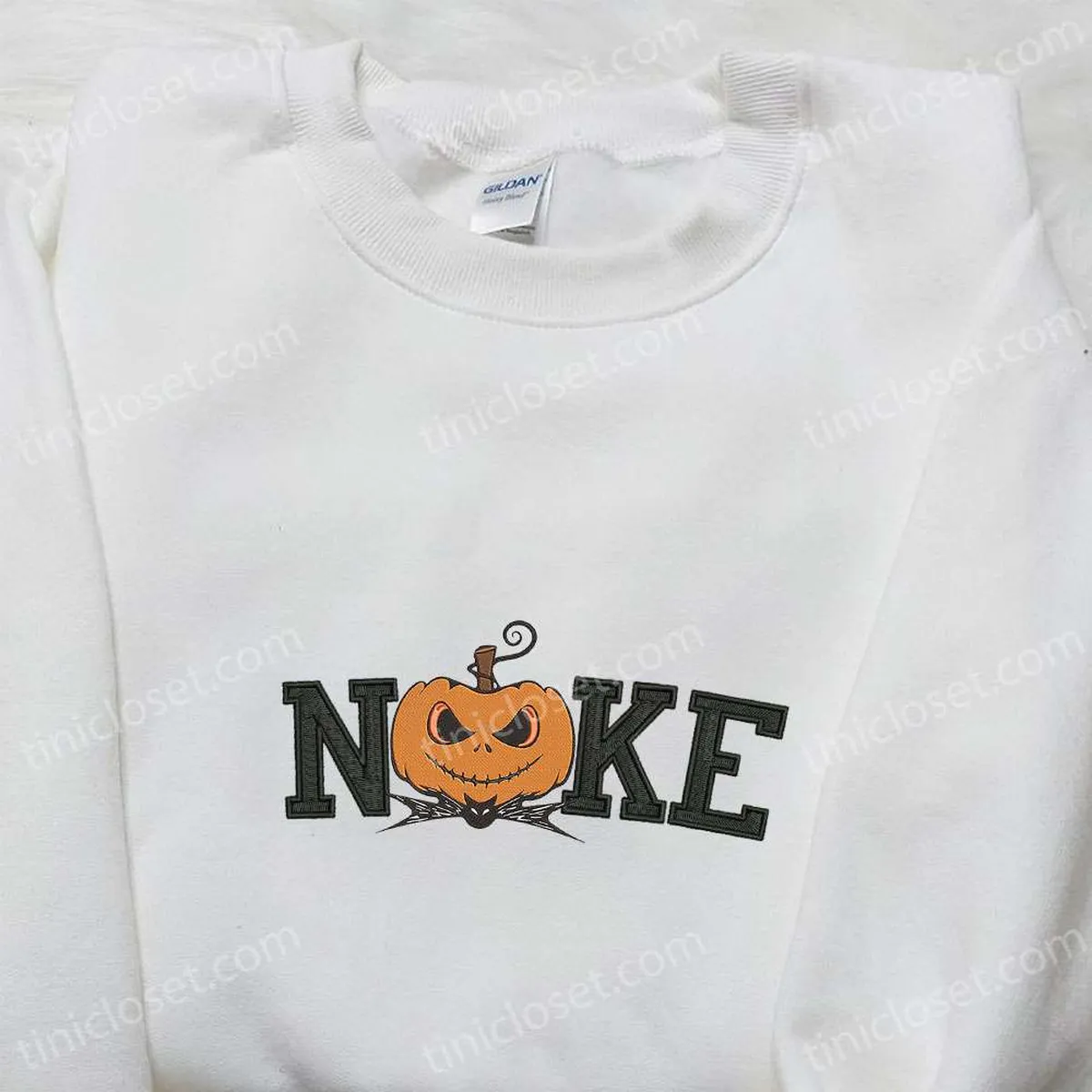 Nike x Pumpkin Jack Skellington Embroidered Shirt, Nike Inspired Embroidered Shirt, Pumpkin Embroidered Shirt