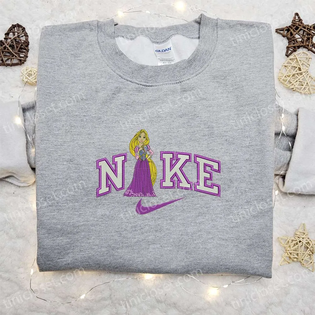 Nike x Rapunzel Cartoon Embroidered Shirt, Disney Characters Embroidered Sweatshirt, Custom Embroidered Hoodie