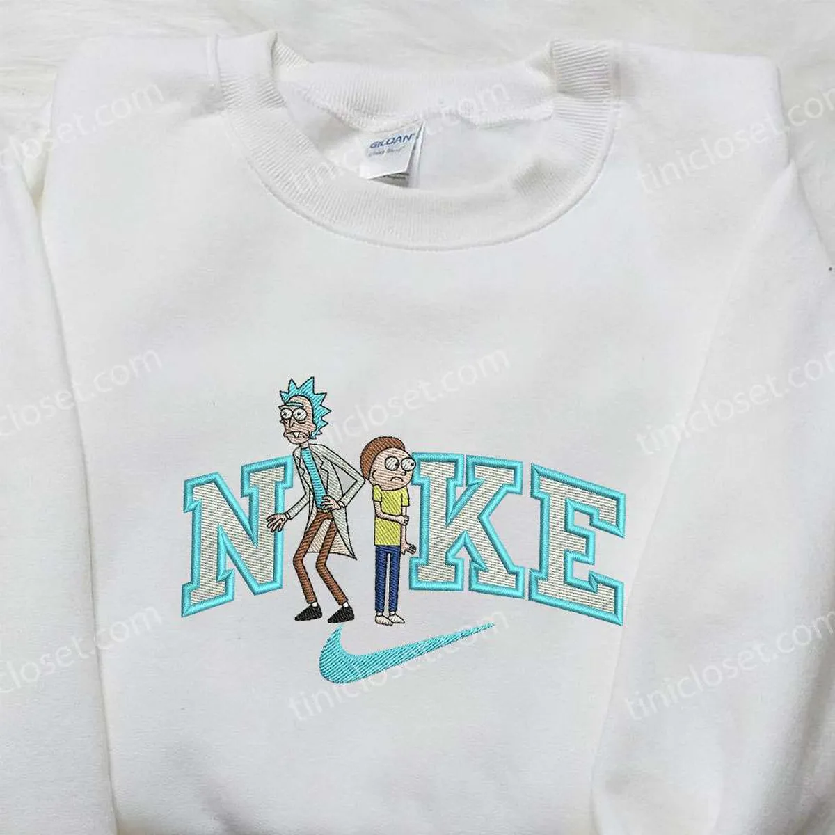 Nike x Rick and Morty Embroidered Shirt, Cartoon Embroidered Shirt, Nike Inspired Embroidered Shirt 1