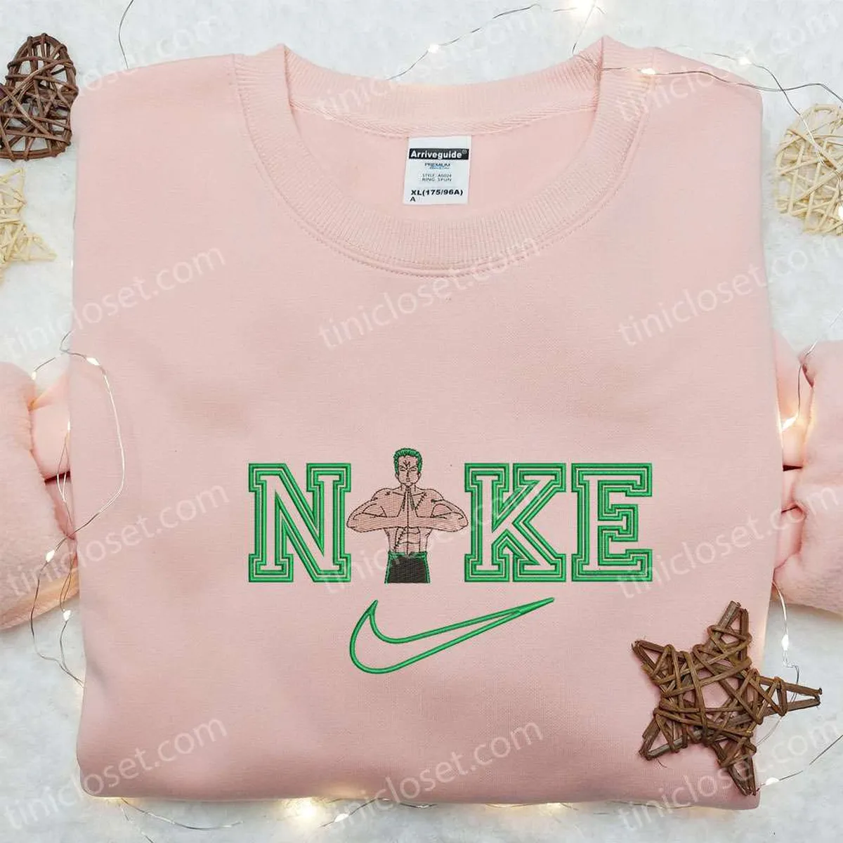 Nike x Roronoa Zoro Anime Embroidered Sweatshirt, One Piece Embroidered Shirt, Best Birthday Ideas Gift for Family